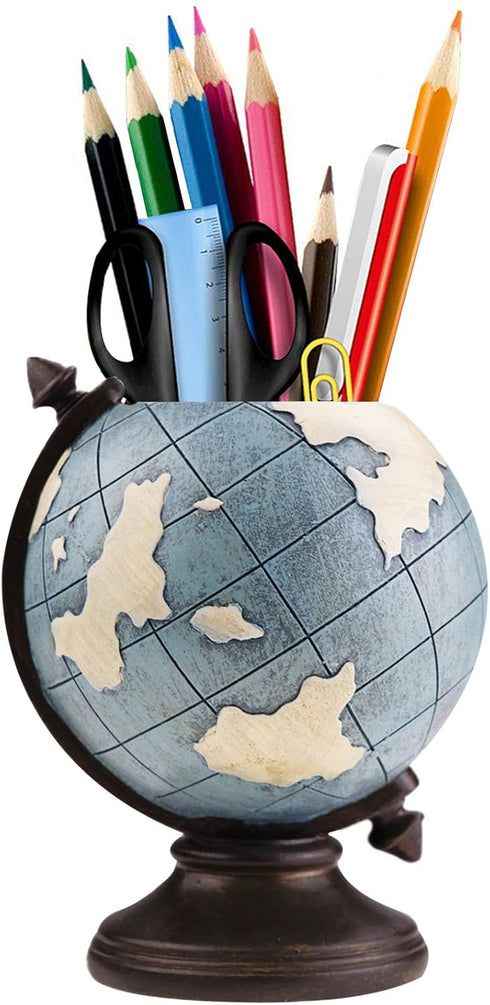 MUAMAX Globe Pen Pencil Holder for Desk, Desktop Organizer Pencil Cup Pot Accessories for Home Office School