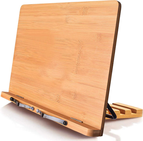 wishacc Book Stand XL-Large Size, 15.4" x 11.0" Adjustable Foldable Book Holder for Cookbooks, Textbooks, Tablets