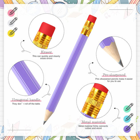 Zonon 48 Pieces Mini Golf Pencils with Eraser for Kids, Short Pencils for Wedding, Bridal Shower, School, Office (Pink,