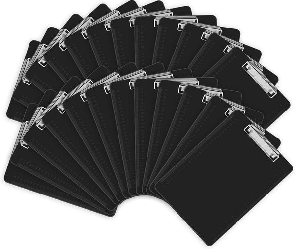 HERKKA 25 Pack Plastic Clipboards, Black Color Low Profile Clipboards for Office, A4 Letter Size