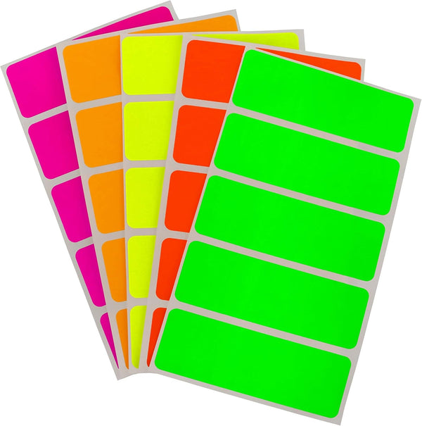 ChromaLabel 1 x 3 Inch Permanent Color Code Rectangle Labels, 150 Stickers, Assorted Fluorescent