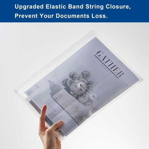 Clear Poly Envelopes with String Closure - 20 Pack, EGOSKY Transparent Envelope Folders for School