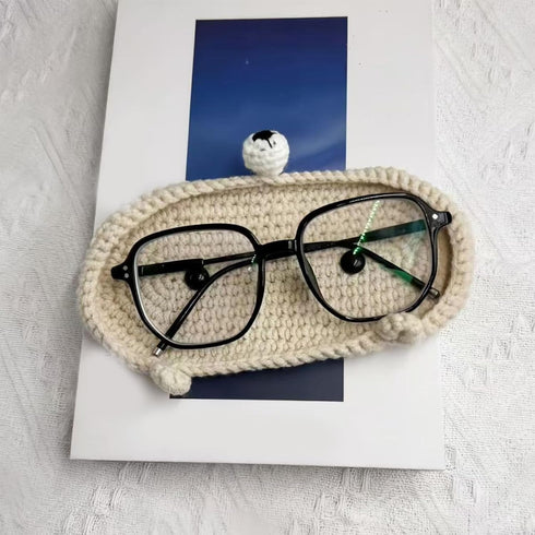 STDEV Knitted Glasses Holder Animal Shape Decorative Desk Organizers Crochet Eyeglass Desk Storage Tray Craft Soft