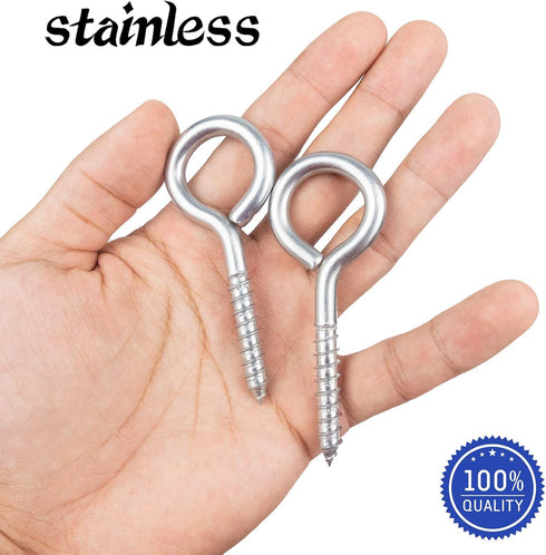 10 Pack Heavy Duty Screw Eyes, 3.2 Inches Eye Hooks for Securing Cables Wires, Indoor & Outdoor Use