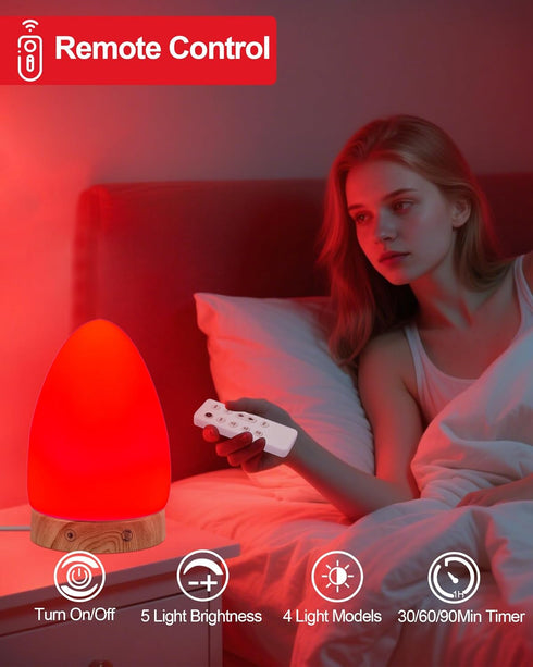 670nm Red Light Night Light Lamp for Sleep, Red Nightlight Desk Lamp with Zero Blue Light Multi-Color and Brightness