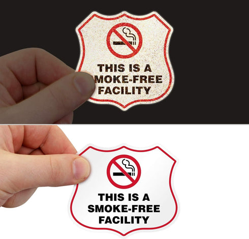 SmartSign This is A Smoke Free Facility Stickers, No Smoking Decals, Pack of 6, Made in USA