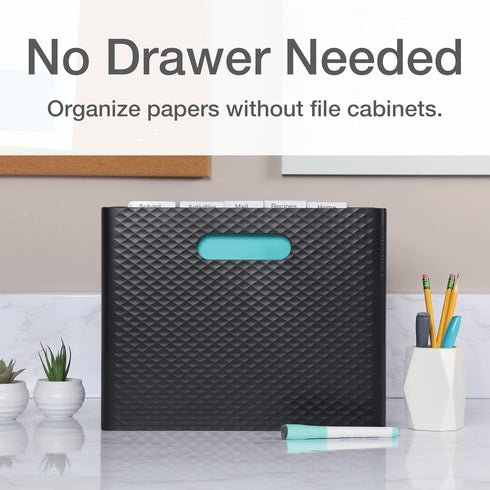 Pendaflex Mobile File Box with Handles, Easy Set Up, Collapsible, Holds Letter Size Files, Black (126118)