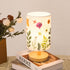 5W 3Color Pressed Flowers Table Lamp LED Temperatures Dried Flower Bedside Lamp Linen Shade with Wood Base for Bedroom