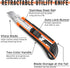 3-Pack Box Cutter Utility Knife, Retractable Ultra Sharp Blade with Anti-Slip Rubber Handle for Cutting
