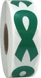 Green Awareness Ribbon Stickers, 2 Inch, 500 Total Adhesive Labels