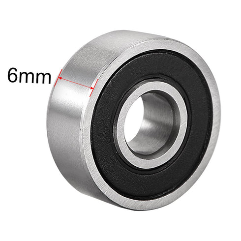 uxcell 606-2RS Deep Groove Ball Bearing 6mm x 17mm x 6mm Double Sealed High Carbon Steel Z1, 8pcs