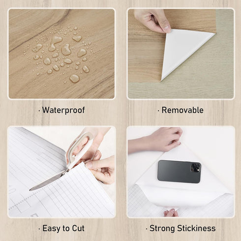 Light Brown Wood Wallpaper Peel and Stick 15.8''x78.7'' Oak Contact Paper for Countertops, Cabinets, Desk