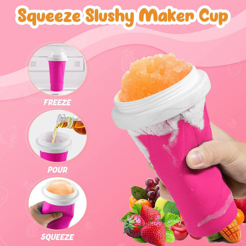 2 Pack Frozen Slushy Cup, Slushie Maker Cups, Magic Quick Squeeze Cups for Ice Cream Juice Milk Yogurt, DIY Smoothie