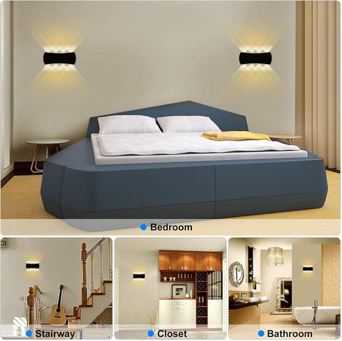 Kawell 8W Modern Wall Sconces LED Wall Light, Waterproof IP65 for Indoor Outdoor Use, Black 3000K