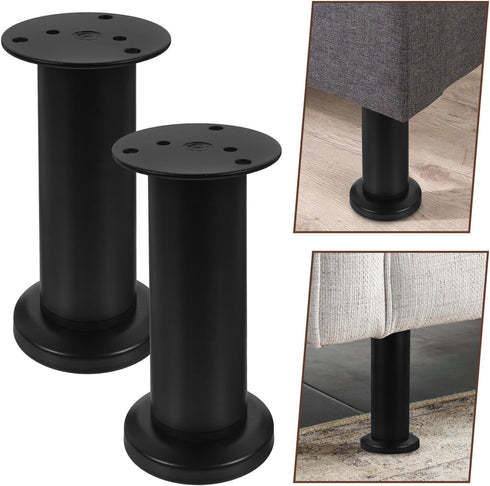 4pcs 12-18cm SHERCHPRY Adjustable Bed Legs Bed Frame Support Feet with Extendable Height Black Furniture Legs