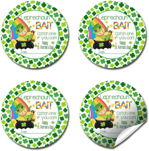 Leprechaun Bait Catch A Leprechaun St. Patrick’s Day Gift Tag Sticker Labels, 40 2" Party Circle Stickers by