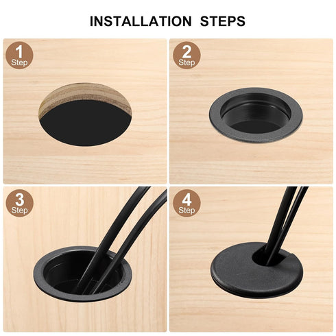 uxcell Cable Hole Cover, 4Pcs ABS Desk Grommet Hole Cover for Office Computer Wire Organizer, White