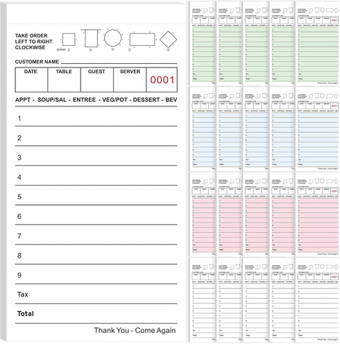 20 Pack Server Note Pads Bulk Guest Checks Books for Servers,Total 1000