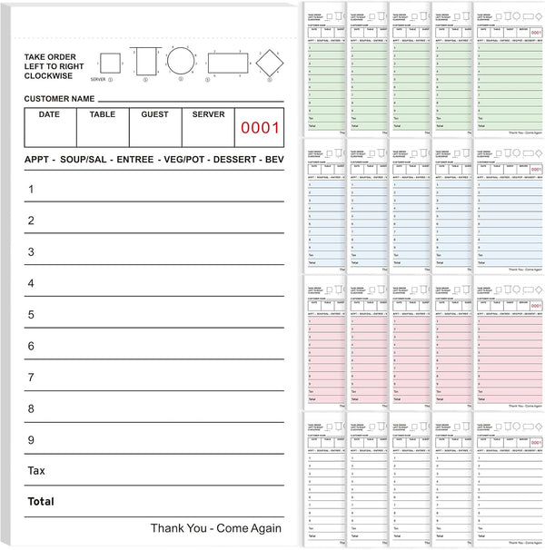 20 Pack Server Note Pads Bulk Guest Checks Books for Servers,Total 1000