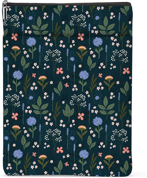 Waterproof Book Sleeve with Zipper, Wildflower Pattern Book Pouch for Women, Book Lovers Gifts, Librarian Accessories
