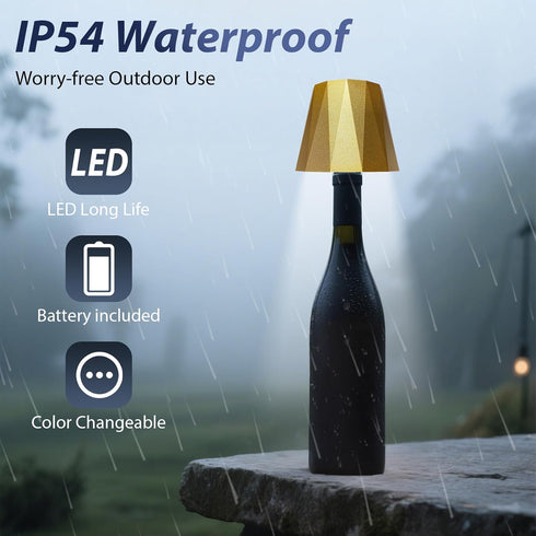 Sigasanio 3 Wireless Wine Bottle Lamp for Table Lamps, Color Rechargeable Wine Bottle Lights for Bedroom Bars