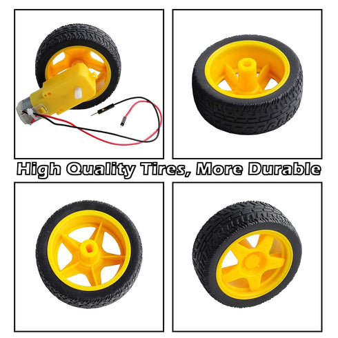 2pcs DC3-6V TT Motor: 1:48 Reduction Ratio Gearbox with Hookup Wires for Robotics DIY