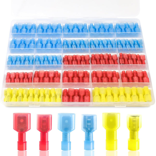 280PCS Quick Disconnect Spade Connector Kit, 22-10AWG Nylon Insulated Male and Female Terminal Connectors