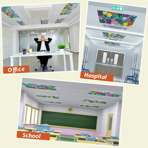 6 60 4 2 Wiooffen Pcs Fluorescent Light Covers with Magnets Decorative for Classroom Ceiling Light x Feet Magnetic