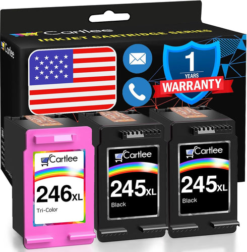 Cartlee Compatible Ink Cartridges Replacement for Canon 245 246 PG-245xl CL-246xl (3 Pack)