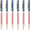 Unibene Slim Metal Retractable Ballpoint Pens, Bulk of 6 Count, Gold American Flag Design for School and Office