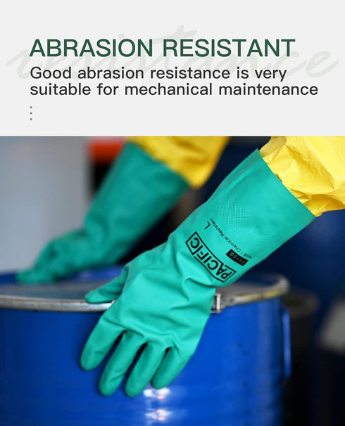 PACIFIC PPE 2 Pairs Nitrile Chemical Resistant Gloves, Flocked, XX-Large, 15 mil, Strong Acid & Alkali Resistant