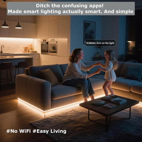 Dimmable 2700-5000K, 16.4ft, AI Voice Activated Under Bed Lights Strip, White Kids Smart Night Lights Strong Adhesive