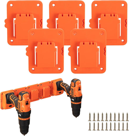 Crivnhar 5 Packs Tools Drill Mount Holder - Fit for Black+Decker 20V Max Li-ion Drill Tools Holder with Screws