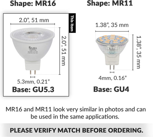 Simba Lighting LED MR16 3.5W 12V Light Bulb (6 Pack) 20W Halogen Spotlight Replacement for Landscape, Accent, Track Lights, Desk Lamps, BAB C, GU5.3 Bipin Base, 2700K Warm White, Not Dimmable by Simba Lighting