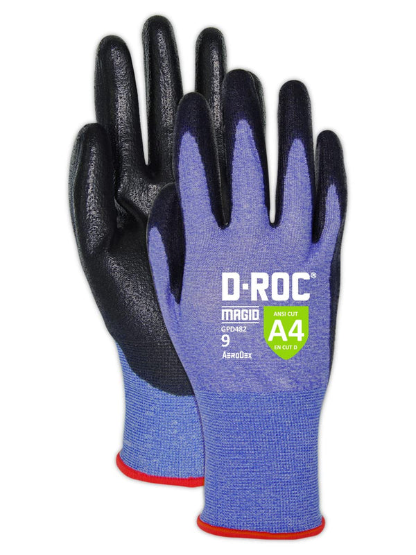 MAGID Touchscreen Level A4 Cut Resistant Work Gloves, 1 PR, Polyurethane Coated, Size 8/M, Reusable