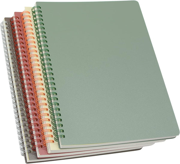 Yansanido Spiral Notebook, 4 Pcs B5 Thick Plastic Hardcover, 9.8x6.9 Inch, 80 Sheets Journal for School Office