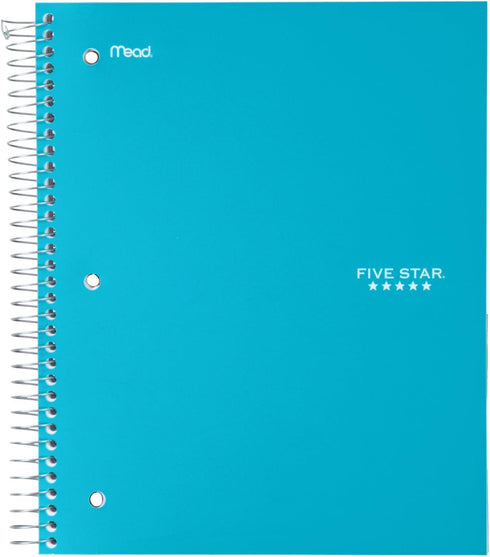 Five Star Spiral Notebooks, 3 Subject, Wide Ruled, 150 Sheets, 10-1/2" x 8", Assorted Colors, 6 Pack (73449)