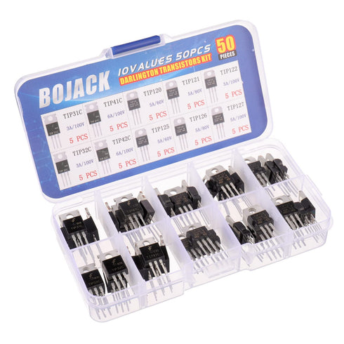 BOJACK 50 Pcs Silicon Epitaxial Power Transistor Assortment Kit - TIP31C, TIP32C, TIP41C, and More