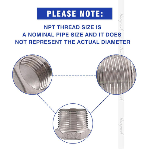 Stainless Steel Hex Bushing, NPT 3/4 to NPT 1/2 Threaded Reducing Bushing, Air Hose Reducer Coupling (2 pcs)