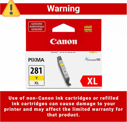 Canon CLI-281 XL Genuine Yellow Ink Tank, Compatible with TR8520, TS9120, TS8120, TS6120, TS9521C/a, TS9520/a, TS8220,