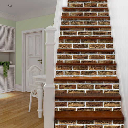 Y633 Rustic Brick Wallpaper, Peel and Stick, 17.7" x 9.8ft, Brown Self-Adhesive Contact Paper for Home Decor