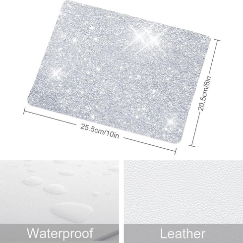 Mouse Pad Diamond Silver Glitter Sparkle, Bling Desk Accessories Gaming Rubber Pads for Laptop