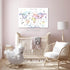 Vlejoy Pink Animal World Map Poster Print, 16x24in Canvas Wall Art for Girl's Bedroom & Classroom Decor