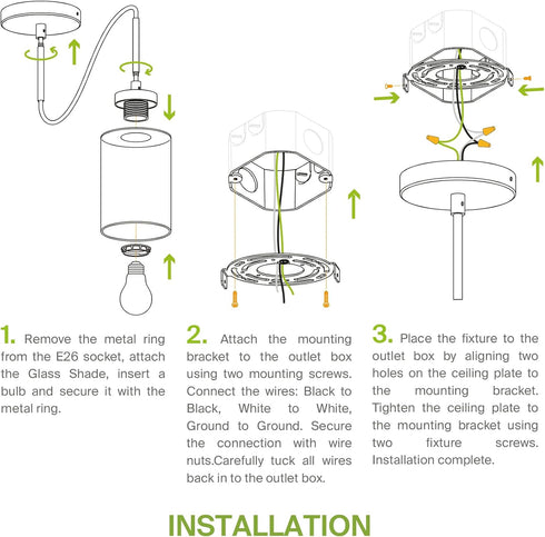 60W E26 120V Dimmable, Bulbs ASD Single Mini-Pendant Ceiling Light Fixture | Socket | LED/CFL/Incandescent Compatible