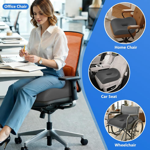 DownyCloud Tailbone, Seat Cushion for Pressure Relief - Ergonomic Home & Office Chair Cushions for Hip, Sciatica