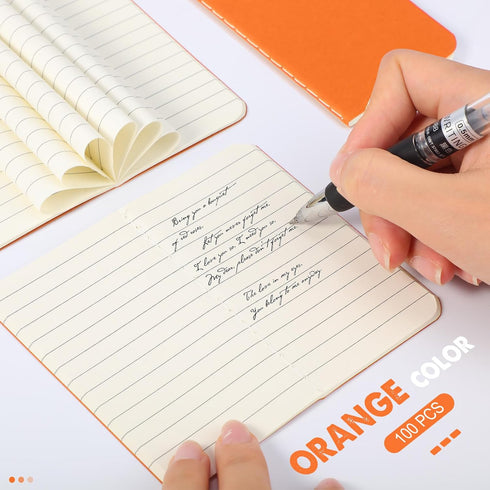 Harloon 100 Pcs Mini Notebooks, Bulk Employee Appreciation Gifts, Small Pocket Journals for Office Favors (Orange)