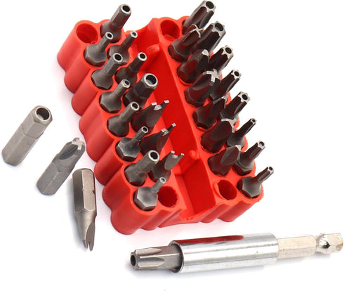 Cazlangtvy 33 Set, Set 1/4" Castuvy pcs Screwdriver Bit Security Bit Tamper Proof of Shank, Torx Screwdriver Bit, Star