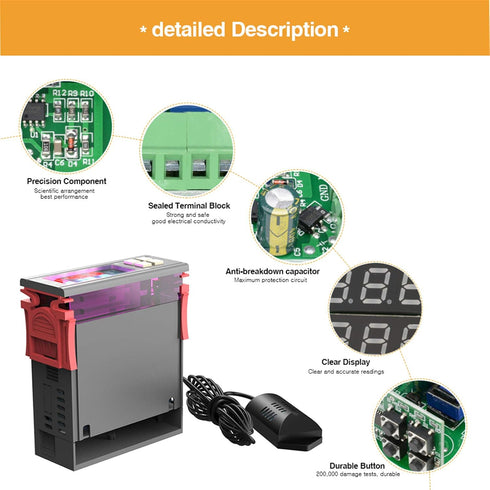 diymore Digital Temperature Controller, Temperature Humidity Controller, Thermostat AC 110V-230V 10A, Digital LED