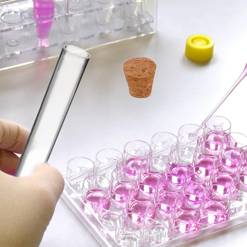 100pcs Glass Test Tubes with Cork Stoppers, Clear Hard Tubes for Scientific Experiments with Brushes