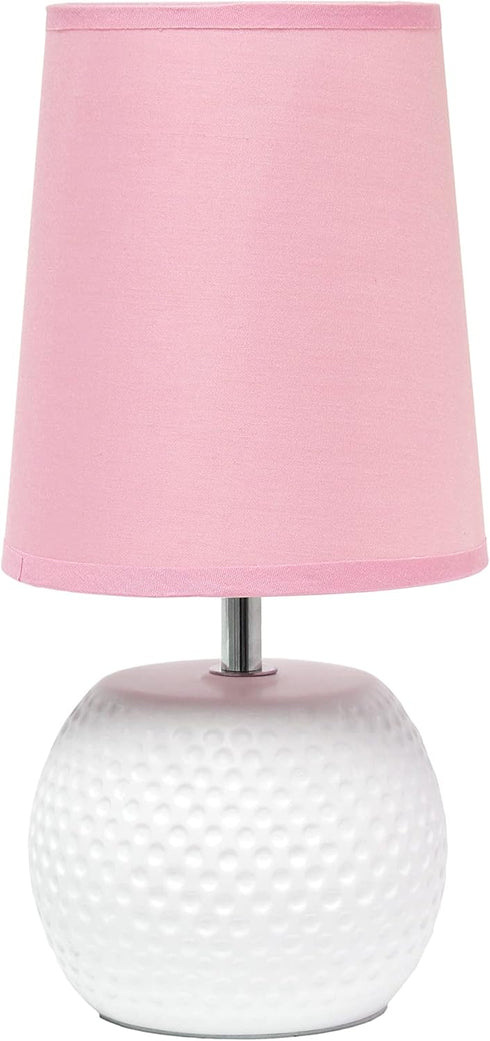 Simple Designs LT2084-PNK Mini Studded Texture White Ceramic Bedside Table Lamp, Pink by Simple Designs